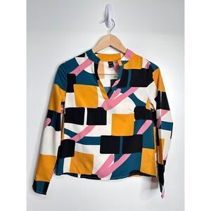 SHEIN Shirt Womens Modern Long Sleeve Multicolor Blouse Size XS